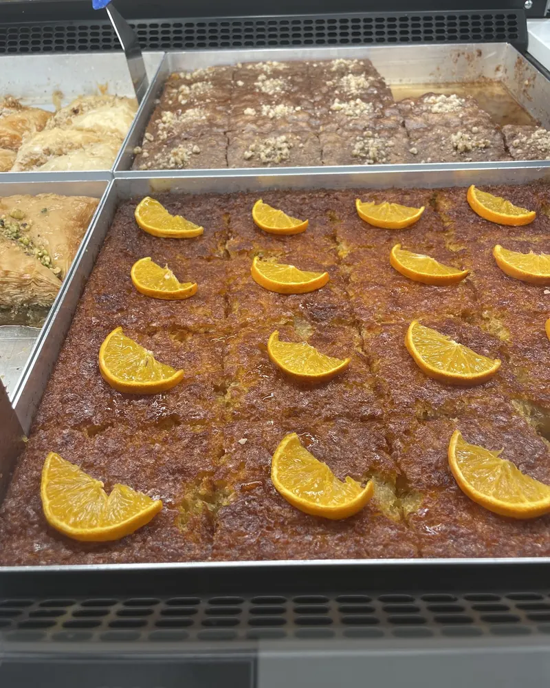 Syrup cake topped with orange slices